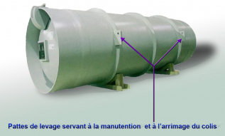Lifting lugs used for handling and stowage of the package